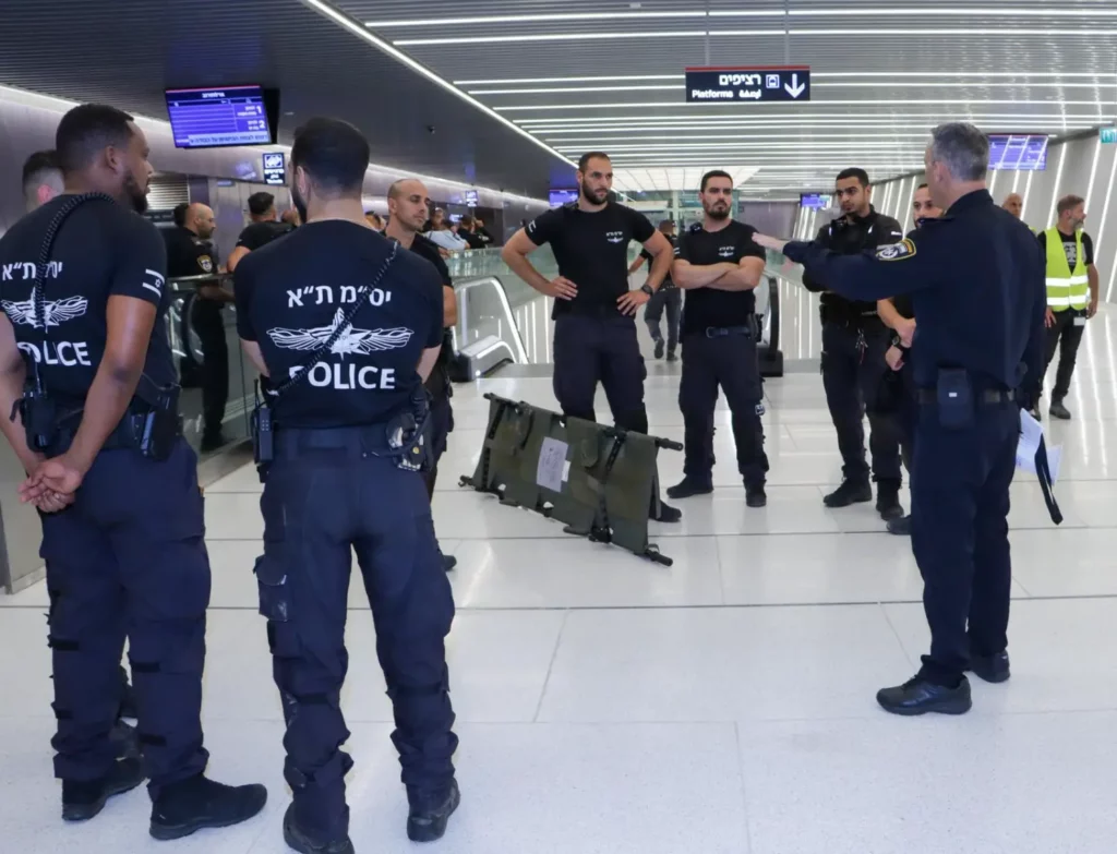 תמונה מהכנות המשטרה לתרגיל